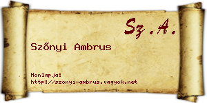 Szőnyi Ambrus névjegykártya